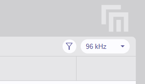 Sampling rate dropdown in upper right corner