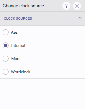 Clock source selection drop down
