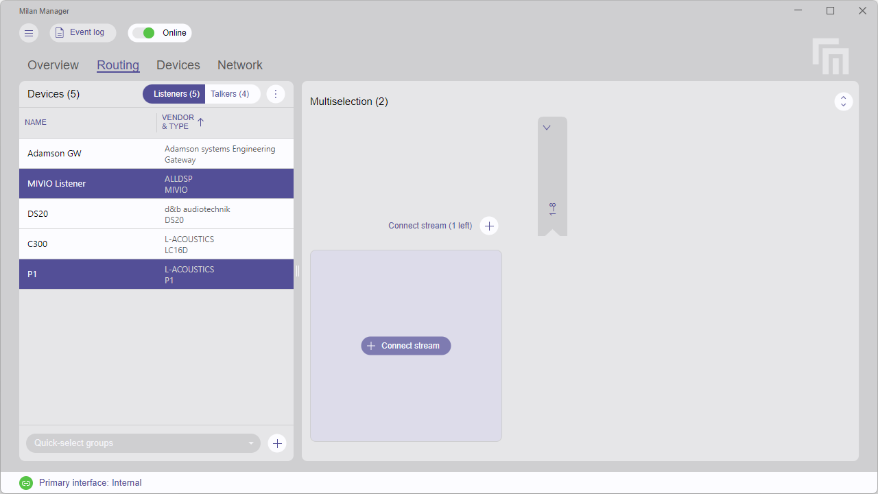 Selection of multiple listeners